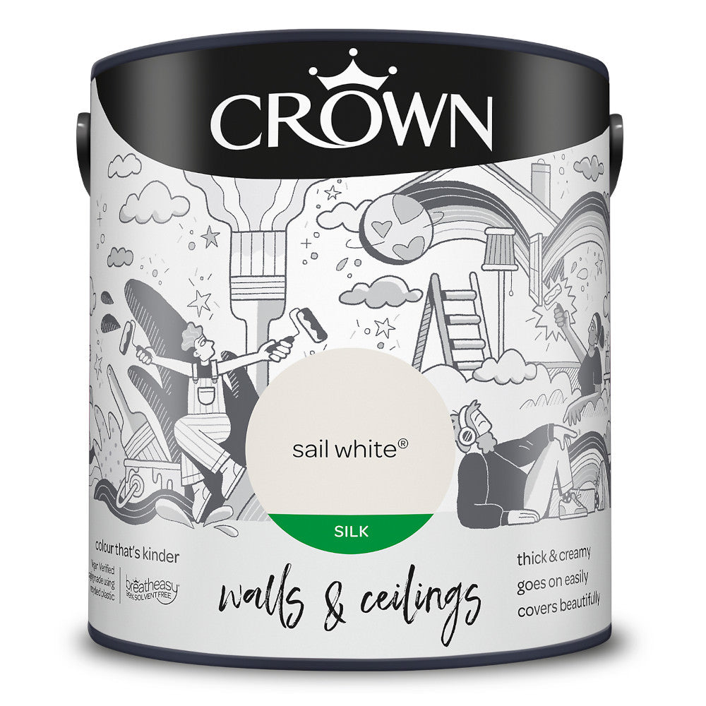 Crown Walls & Ceilings Emulsion Sail White 2.5L Silk