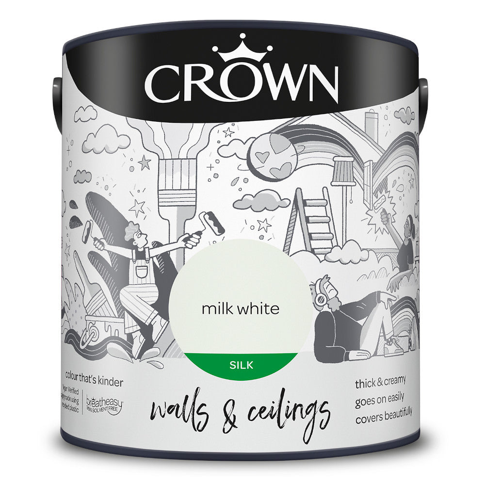 Crown Walls & Ceilings Emulsion Milk White 2.5L Silk
