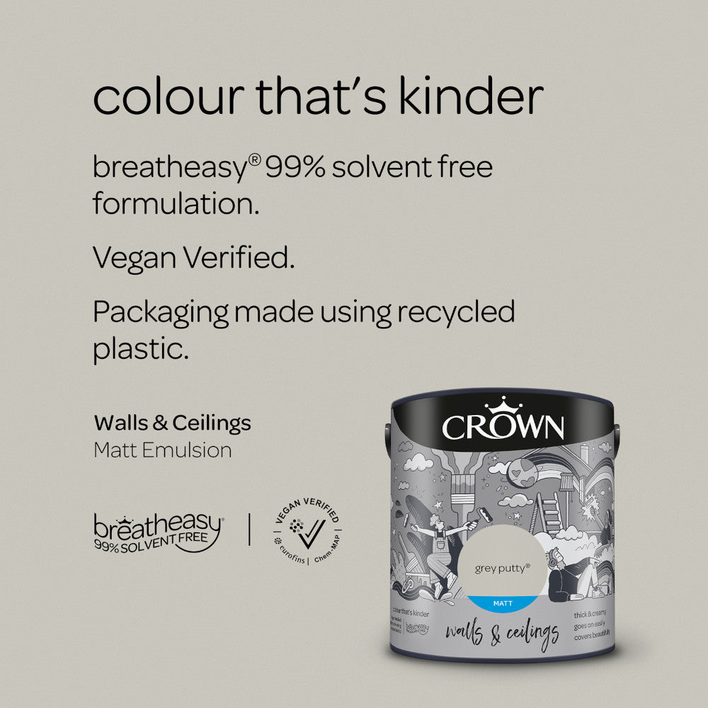 Crown Walls & Ceilings Emulsion Grey Putty