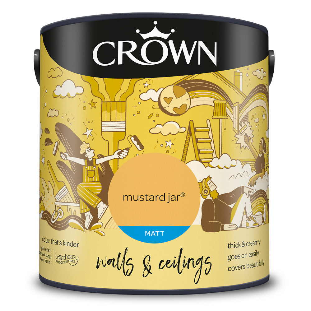 Crown Walls & Ceilings Emulsion Mustard Jar