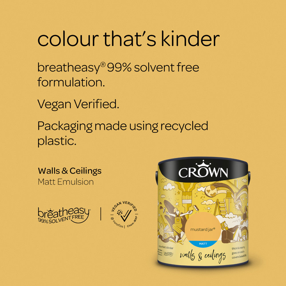 Crown Walls & Ceilings Emulsion Mustard Jar