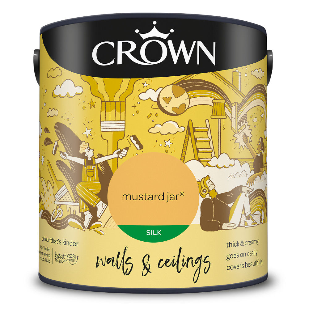 Crown Walls & Ceilings Emulsion Mustard Jar 2.5L Silk
