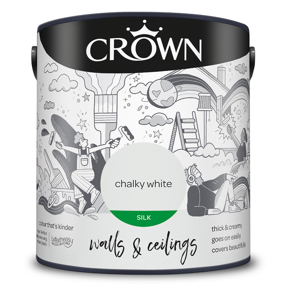 Crown Walls & Ceilings Emulsion Chalky White 2.5L Silk