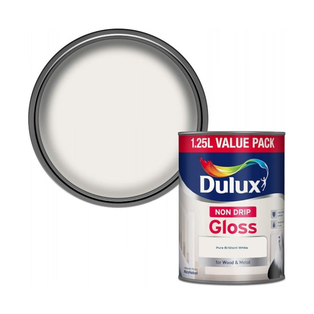 Dulux Non Drip Gloss Brilliant White 1.25L Gloss
