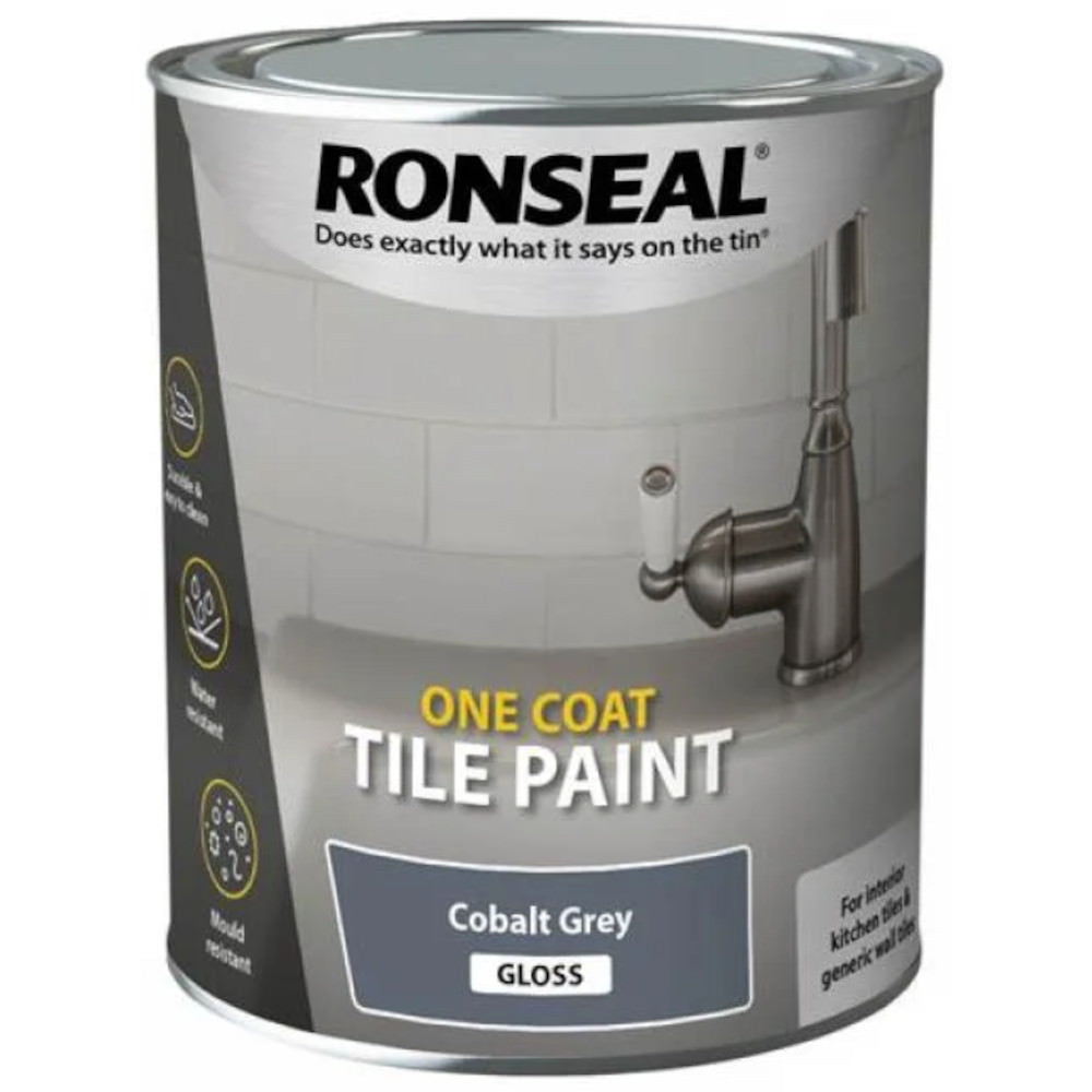 Ronseal One Coat Tile Paint Cobolt Grey Satin 750ml Satin