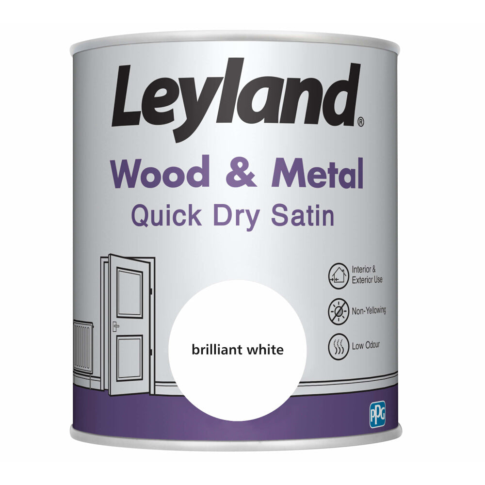 Leyland Paint for Wood & Metal Brilliant White 750ml Satin