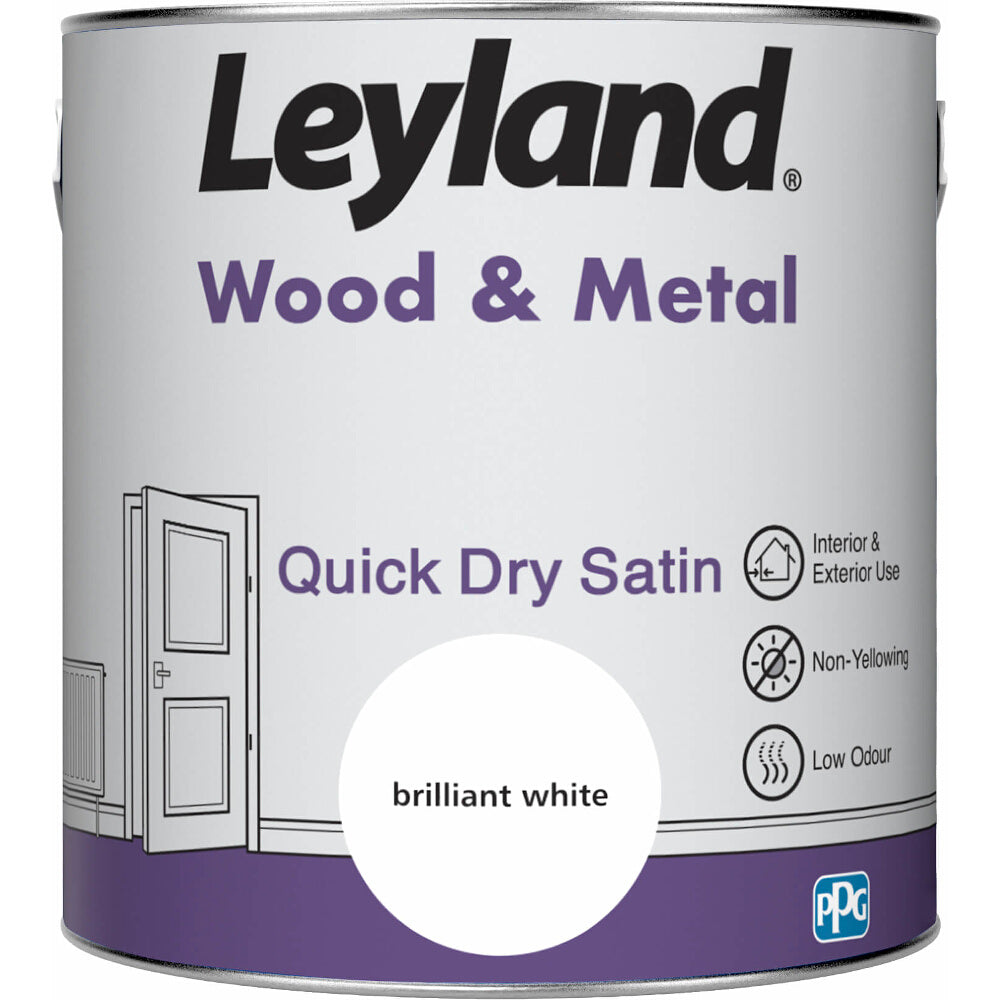 Leyland Paint for Wood & Metal Brilliant White 2.5L Satin