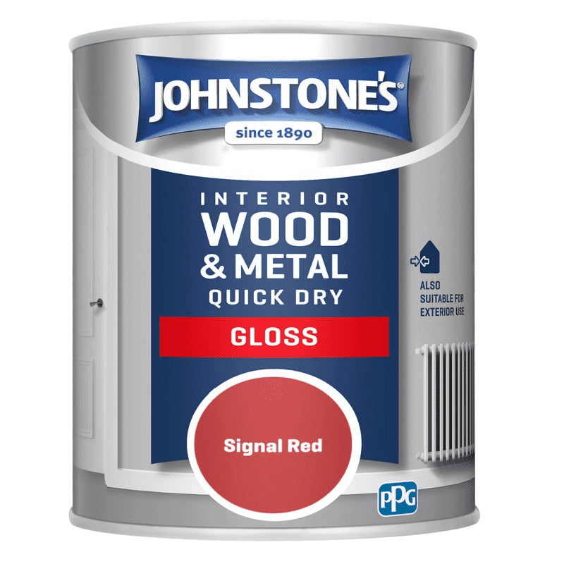 Johnstones Interior Wood & Metal Quick Dry Gloss Signal Red 750ml