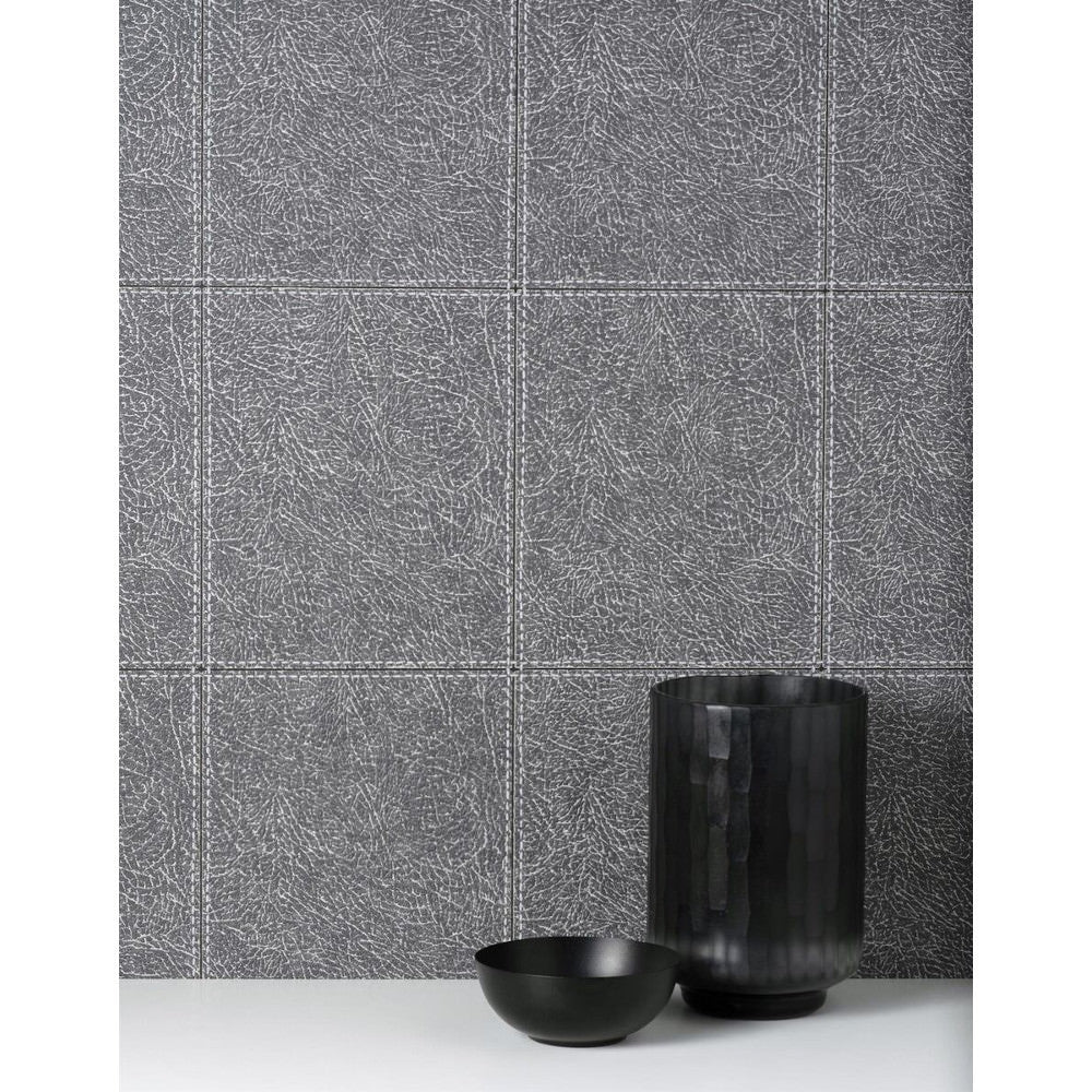 Fine Decor Wallpaper FD42993 Camden Stitch Charcoal