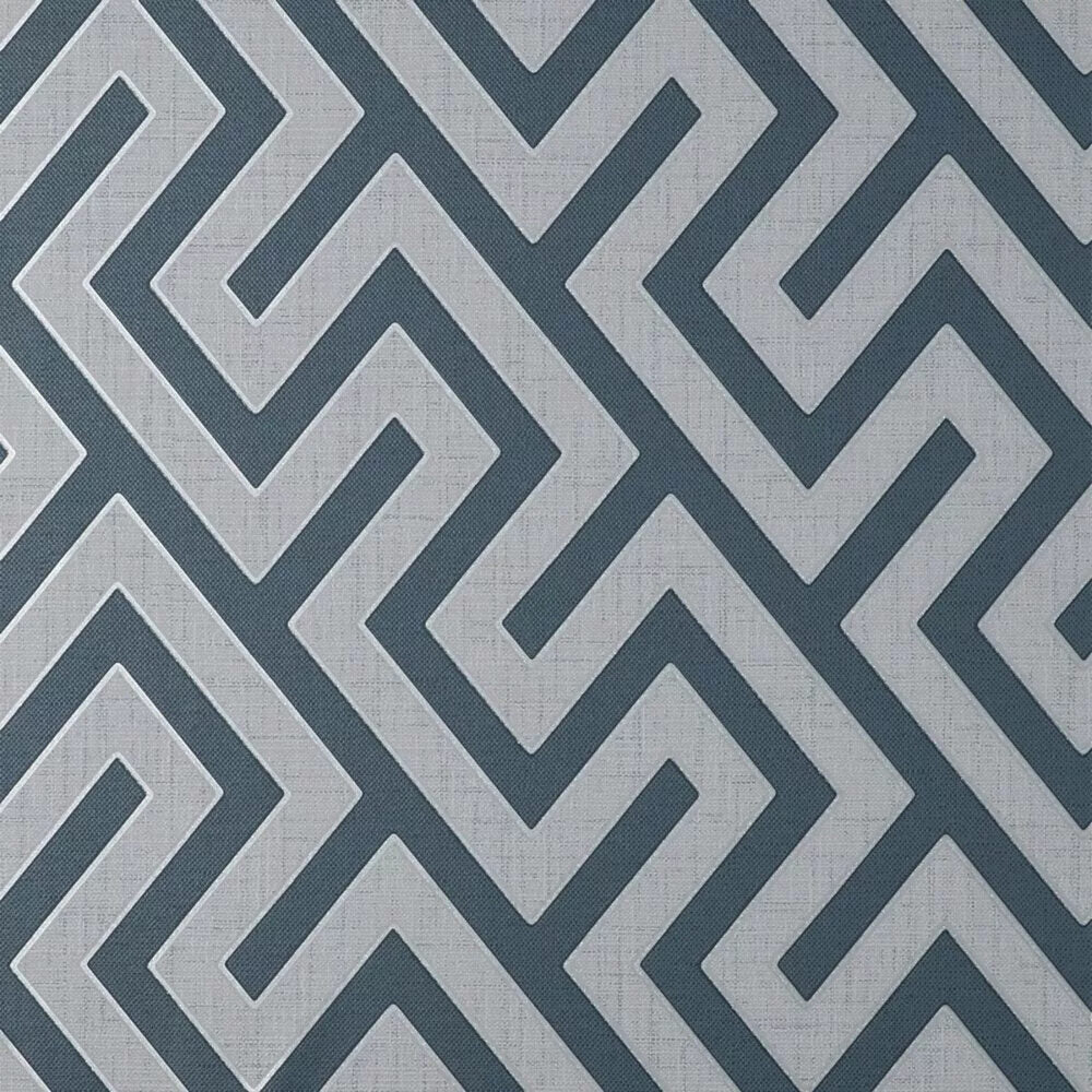 This image shows product Fine Decor Wallpaper FD43070 Larson Geo Navy/Silver