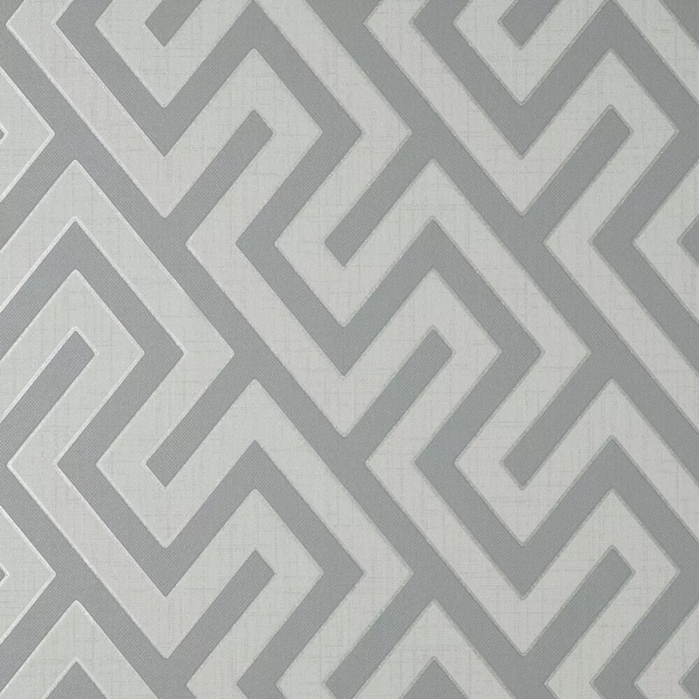 This image shows product Fine Decor Wallpaper FD43071 Larson Geo Grey/Silver