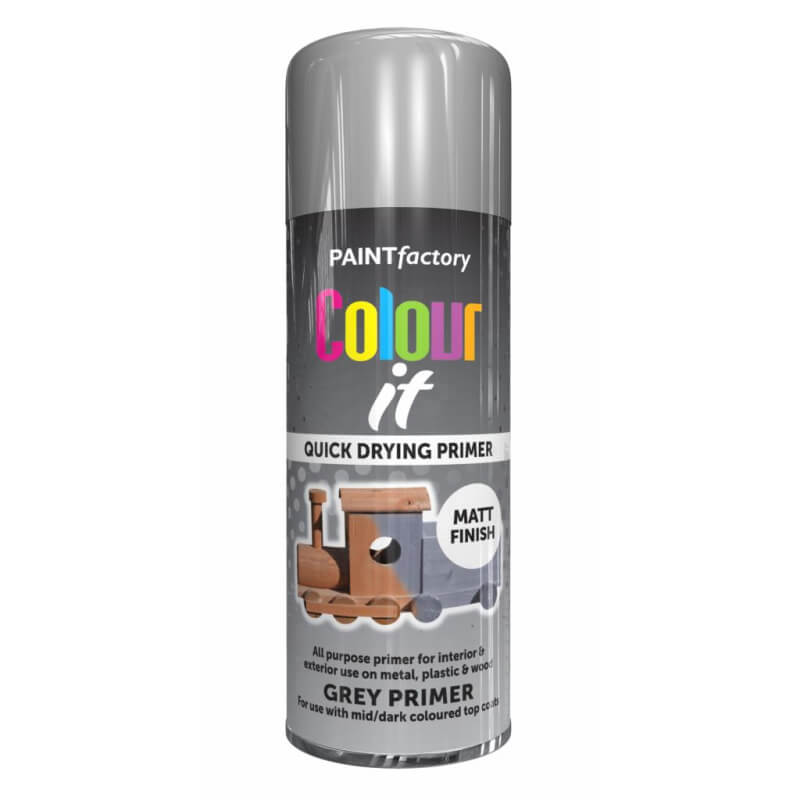Paint Factory Colour It Quick Drying Spray Paint Grey 400ml Grey Primer Matt