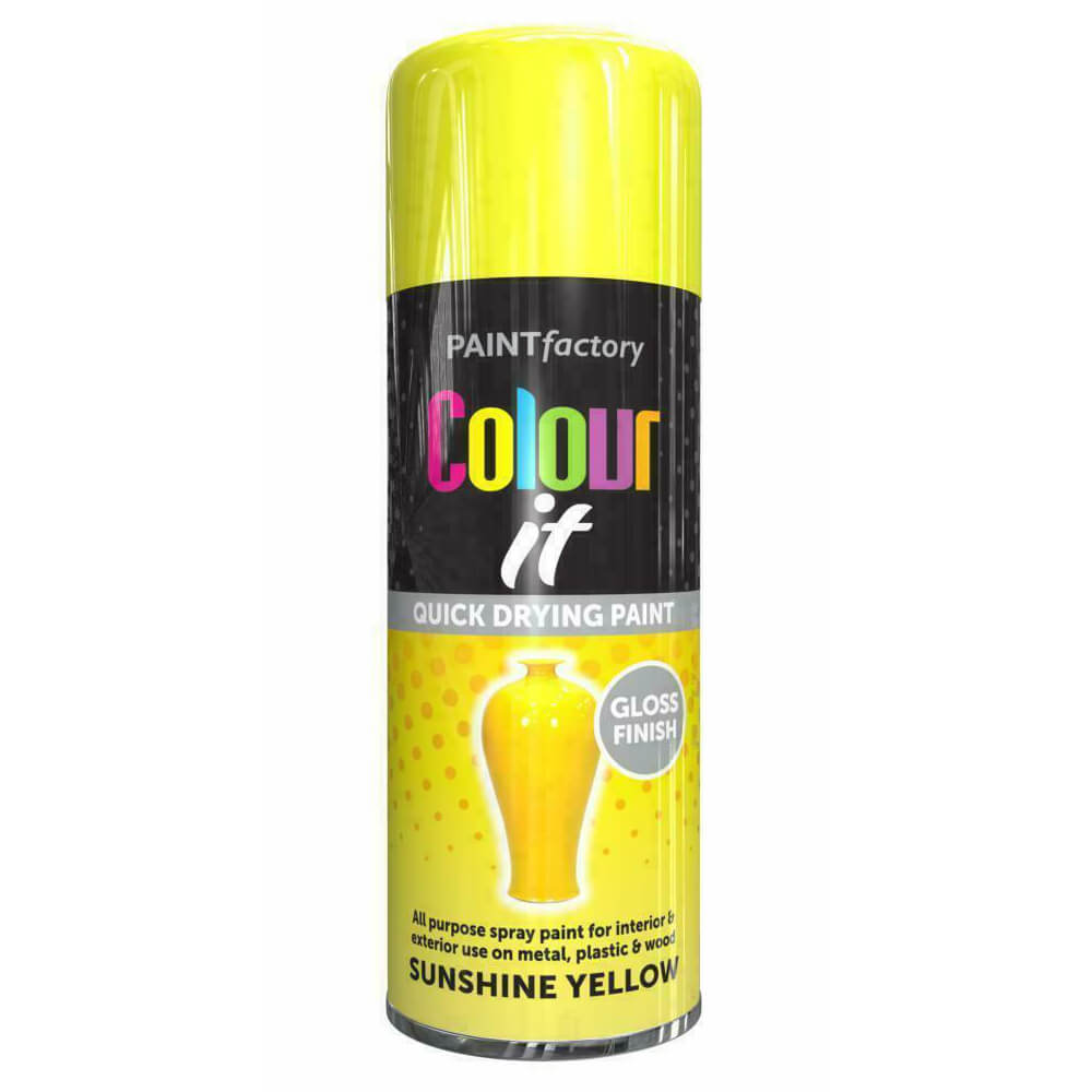 Paint Factory Colour It Quick Drying Spray Paint Yellow 400ml Sunshine Yellow Gloss