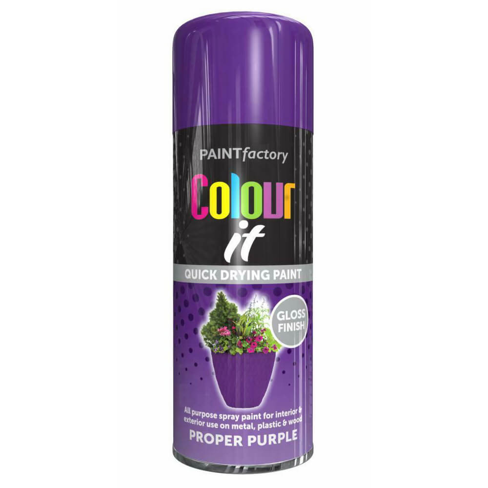 Paint Factory Colour It Quick Drying Spray Paint Purple 400ml Proper Purple Gloss