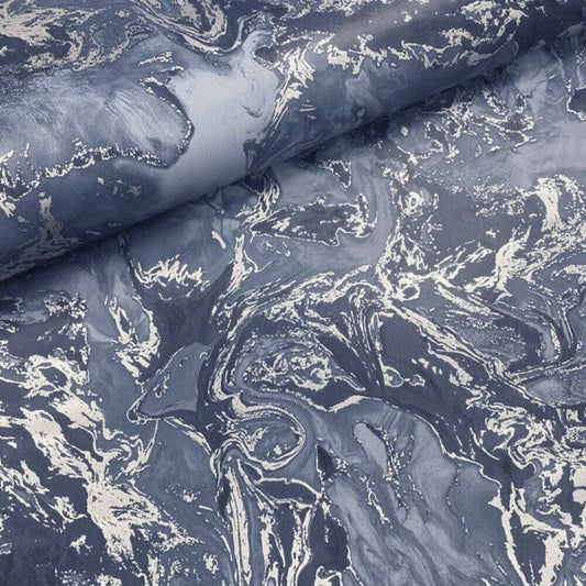 This image shows product Muriva Wallpaper 166505 Elixir Marble Blue and Silver Metallic