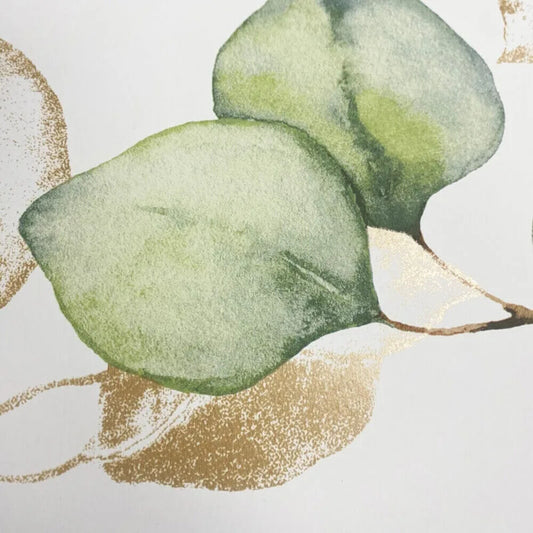 This image shows product Muriva Wallpaper 210501 Eucalyptus Leaves Green and Gold