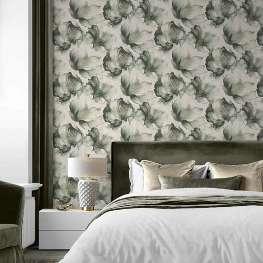 This image shows product Muriva Wallpaper 212503 Elysian Floral Green and Gold