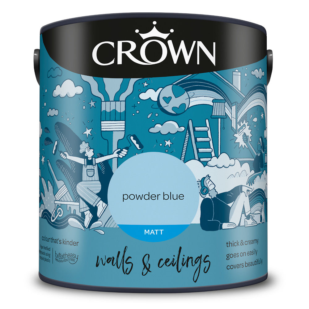 Crown Walls & Ceilings Emulsion Powder Blue 