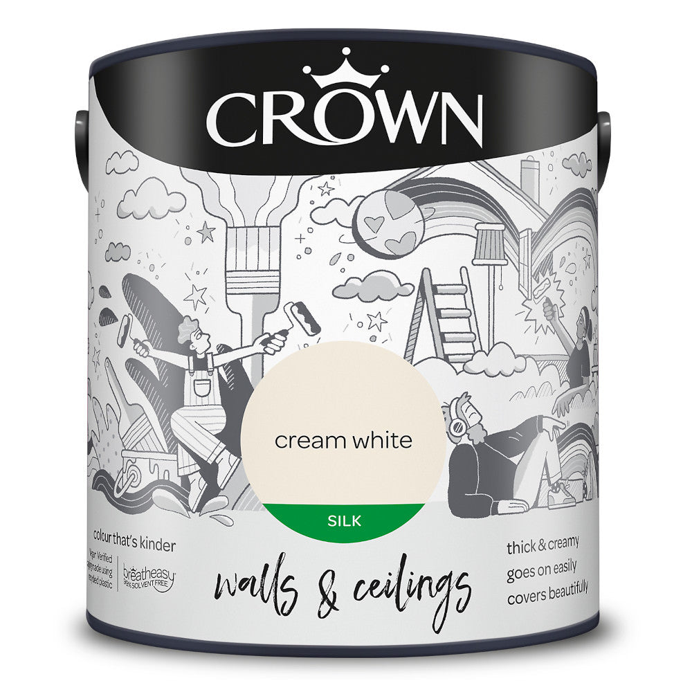 Crown Walls & Ceilings Emulsion Cream White 2.5L Silk