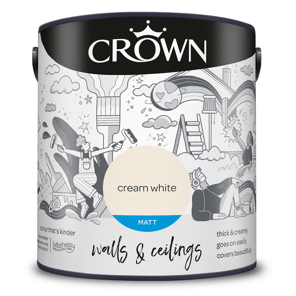 Crown Walls & Ceilings Emulsion Cream White 