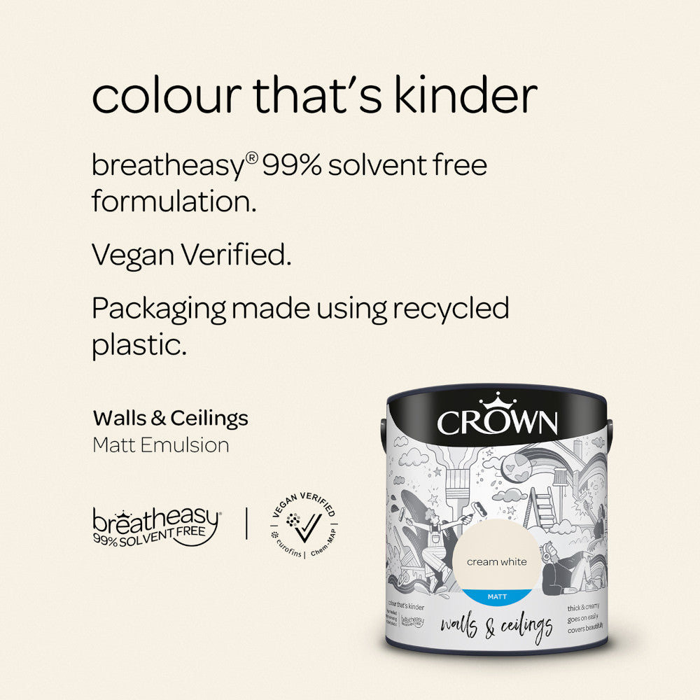 Crown Walls & Ceilings Emulsion Cream White 