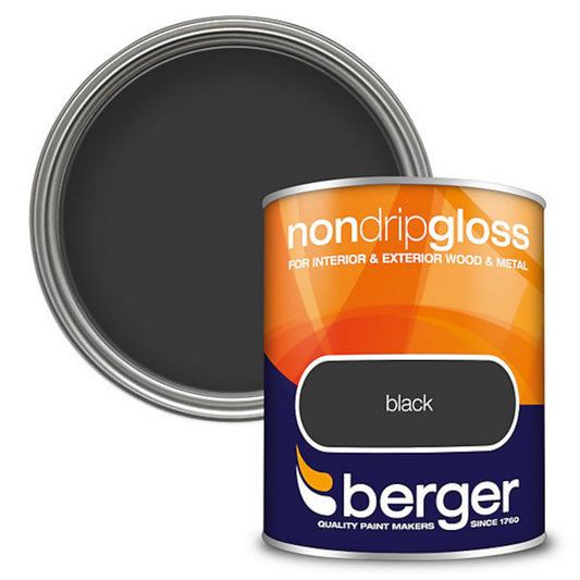 Berger Non Drip Gloss Black 750ml Black