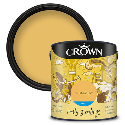 Crown Walls & Ceilings Emulsion Mustard Jar
