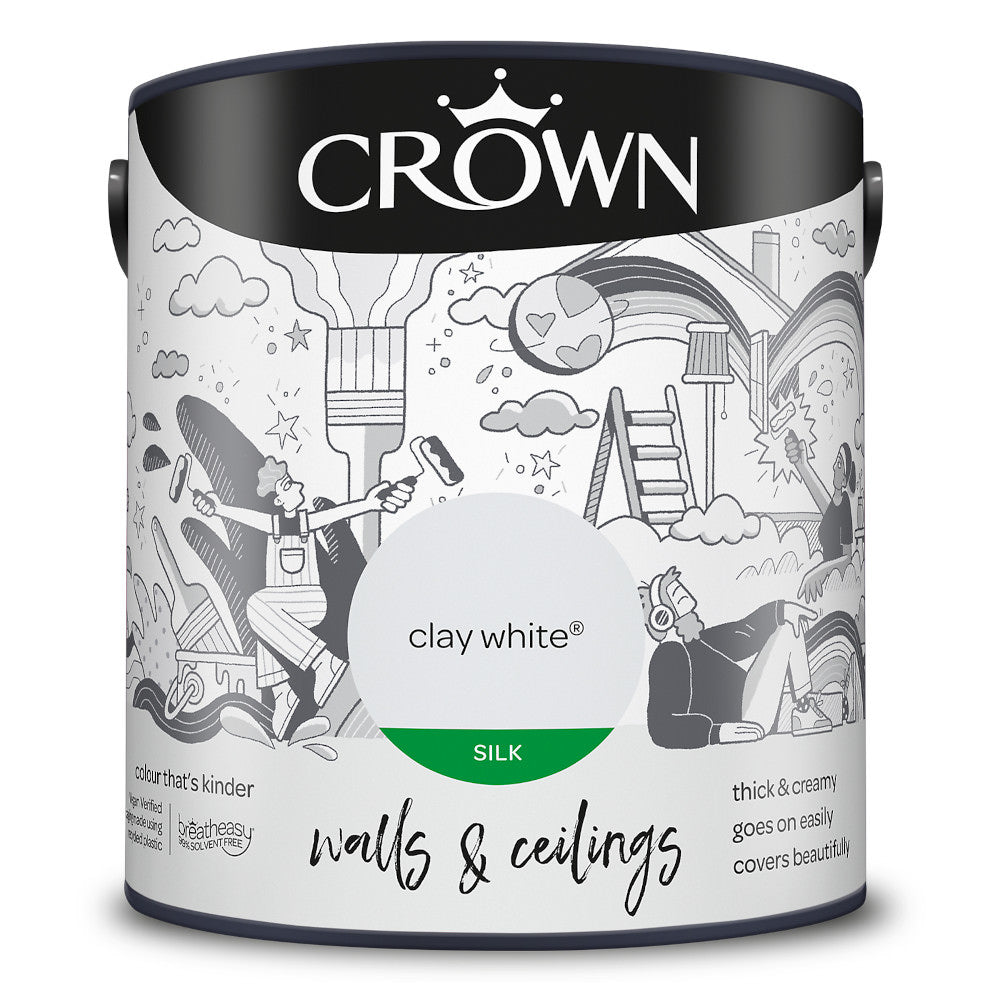 Crown Walls & Ceilings Emulsion Clay White 2.5L Silk