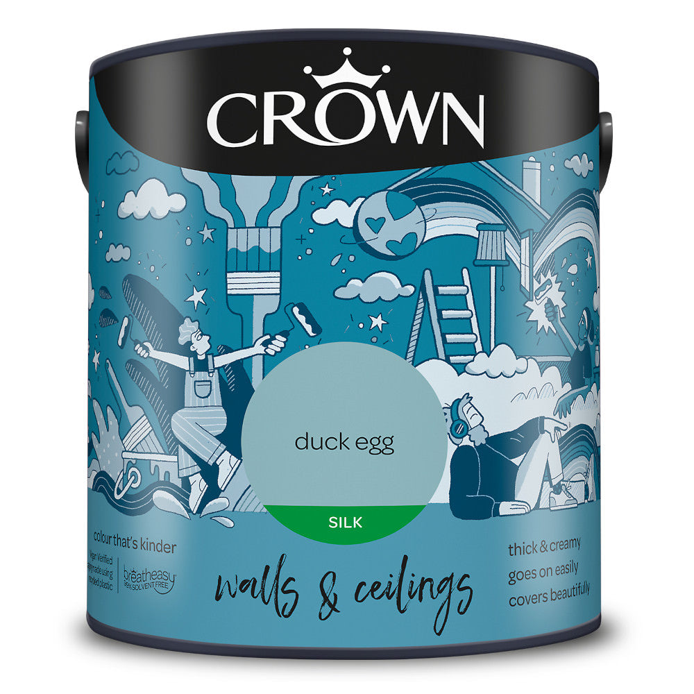 Crown Walls & Ceilings Emulsion Duck Egg 2.5L Silk