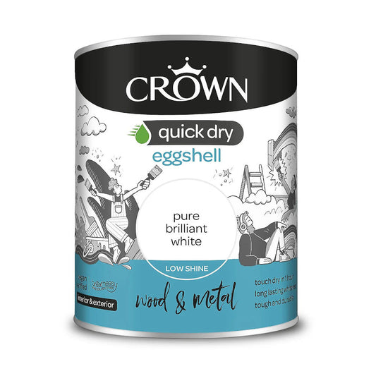 Crown Quick Dry Eggshell Brilliant White 750ml Gloss