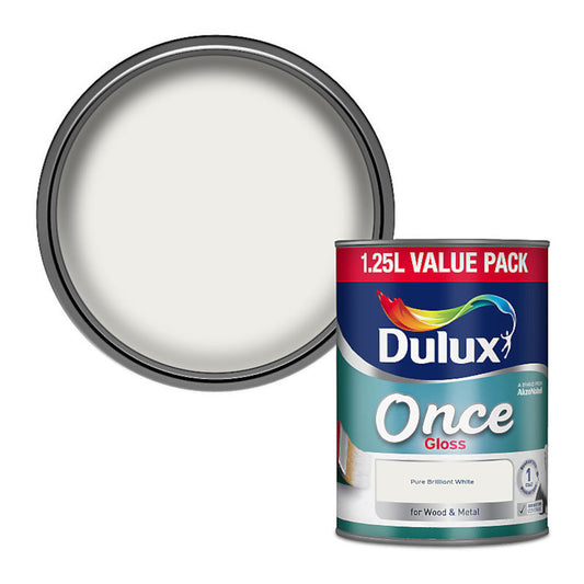 Dulux Once Gloss Brilliant White 1.25L Gloss