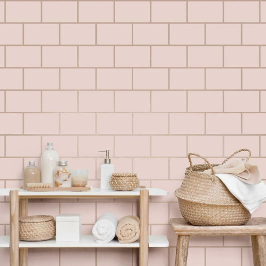 Fine Decor Wallpaper M1635 Metro 2021 Tile Blush/Rose Gold 