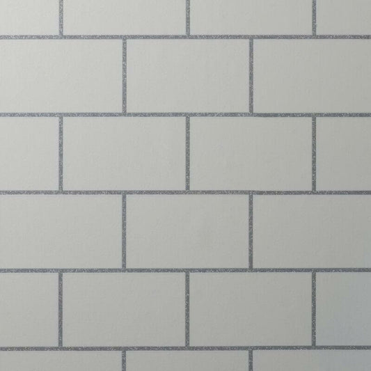 Fine Decor Wallpaper M1637 Metro 2021 Tile Grey/Silver 