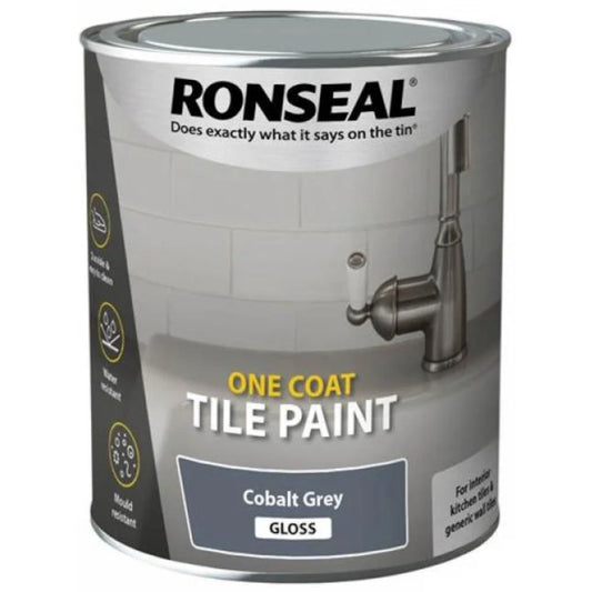 Ronseal One Coat Tile Paint Cobolt Grey Satin 750ml Satin