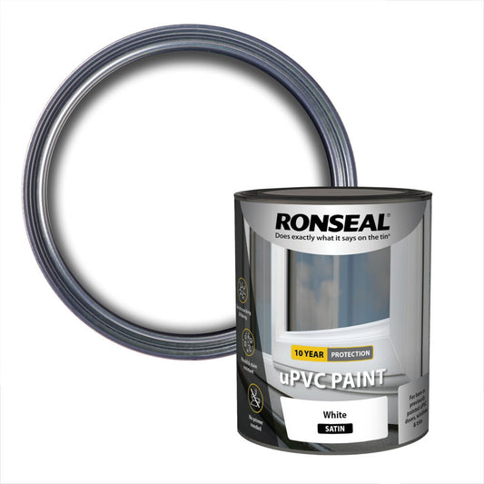 Ronseal UPVC Paint White Satin 750ml Satin