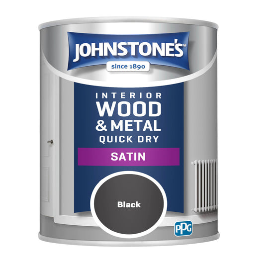 Johnstones Quick Dry Satin Black Satin 750ml