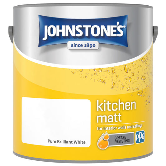 Johnstones Kitchen Matt Emulsion Brilliant White 2.5L Matt