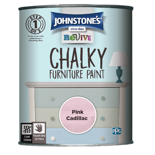Johnstones Revive Chalky Paint Pink Cadillac 750ml Chalky