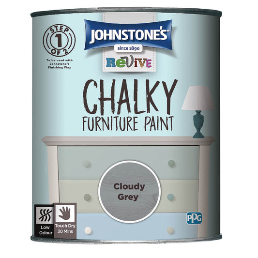 Johnstones Revive Chalky Paint Cloudy Grey 750ml Chalky