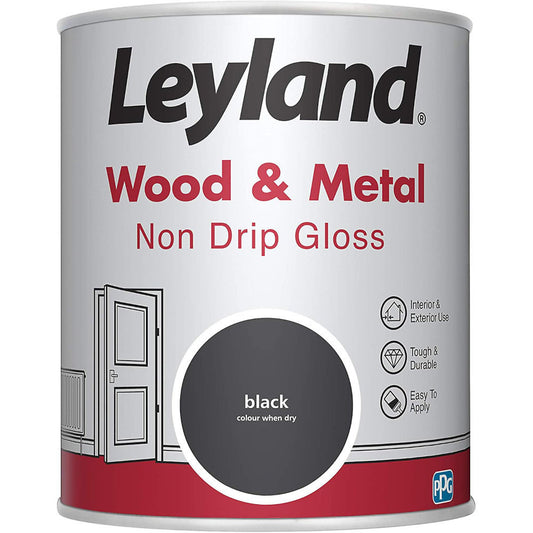 Leyland Wood & Metal Non-Drip Gloss Black Gloss 750ml
