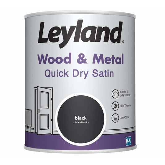Leyland Wood & Metal Quick Dry Satin Black Satin 750ml