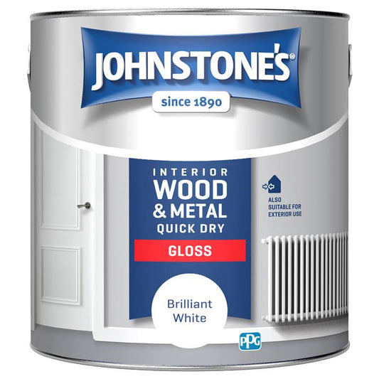 Johnstones Interior Wood & Metal Quick Dry Gloss Brilliant White 2.5L