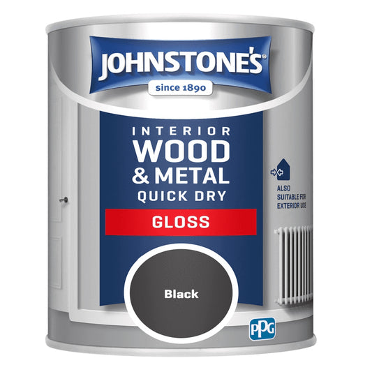 Johnstones Interior Wood & Metal Quick Dry Gloss Black 750ml