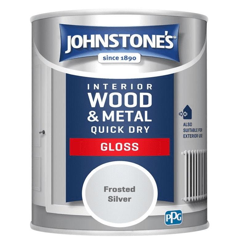Johnstones Interior Wood & Metal Quick Dry Gloss Frosted Silver 750ml