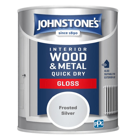 Johnstones Interior Wood & Metal Quick Dry Gloss Frosted Silver 750ml
