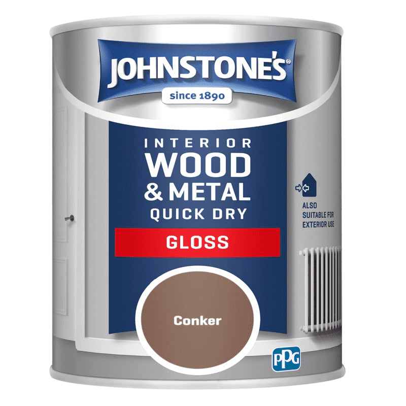 Johnstones Interior Wood & Metal Quick Dry Gloss Conker 750ml