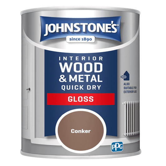 Johnstones Interior Wood & Metal Quick Dry Gloss Conker 750ml