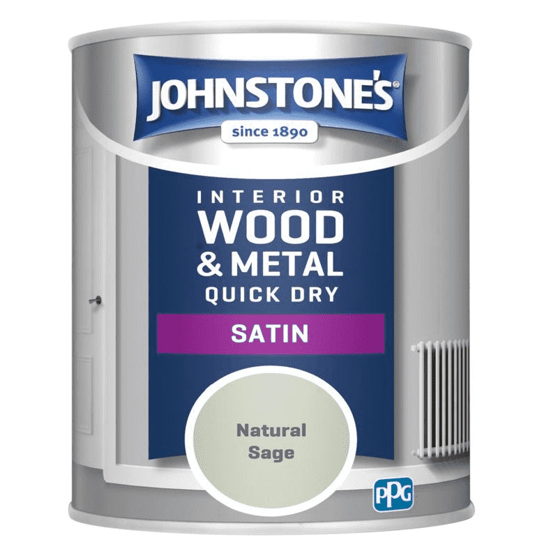 Johnstones Interior Wood & Metal Hardwearing Satin Natural Sage Satin 750ml