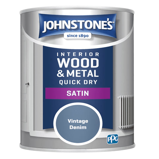 Johnstones Interior Wood & Metal Hardwearing Satin Vintage Denim Satin 750ml