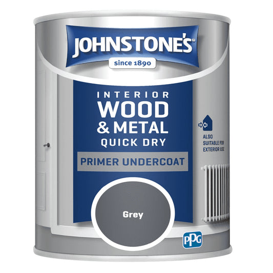 Johnstones Interior Wood & Metal Quick Dry Primer Undercoat Grey 750ml